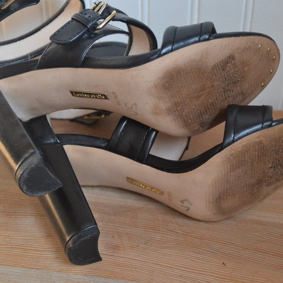 Louise Et Cie 'Gisabel' Leather Ankle Strap Sandal BLACK Zipper US 6M EU 36 - Picture 7 of 8